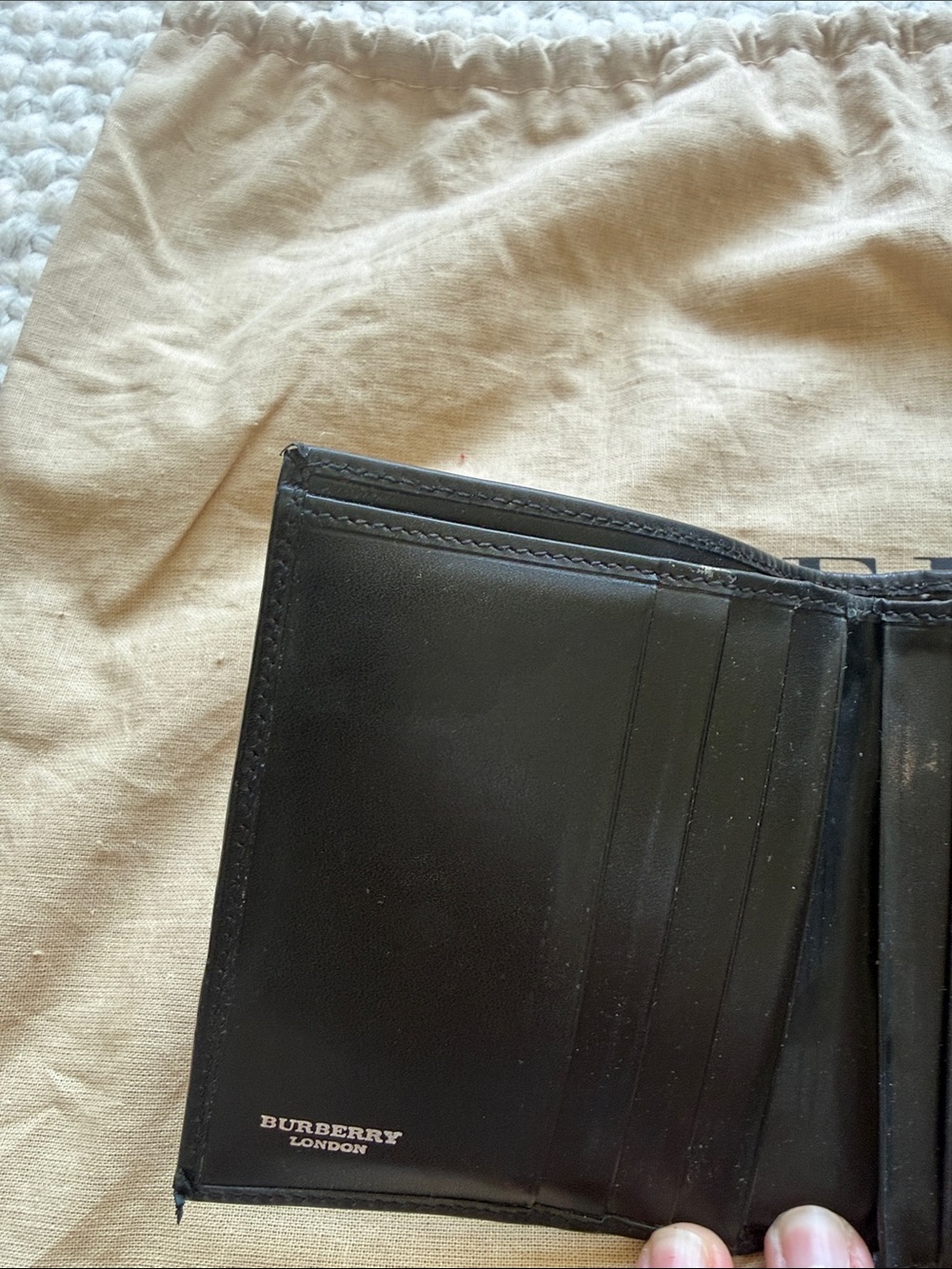 Burberry Beige Check Card Holder with Black Trim - Picture 3 of 5